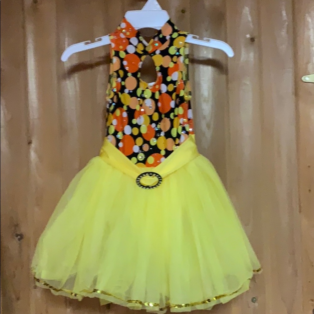 Yellow and multi colored dance tutu